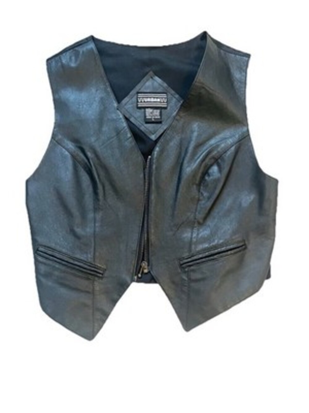 Vintage Women’s  Leather Vest Size L (m) With Zipper. Biker Core